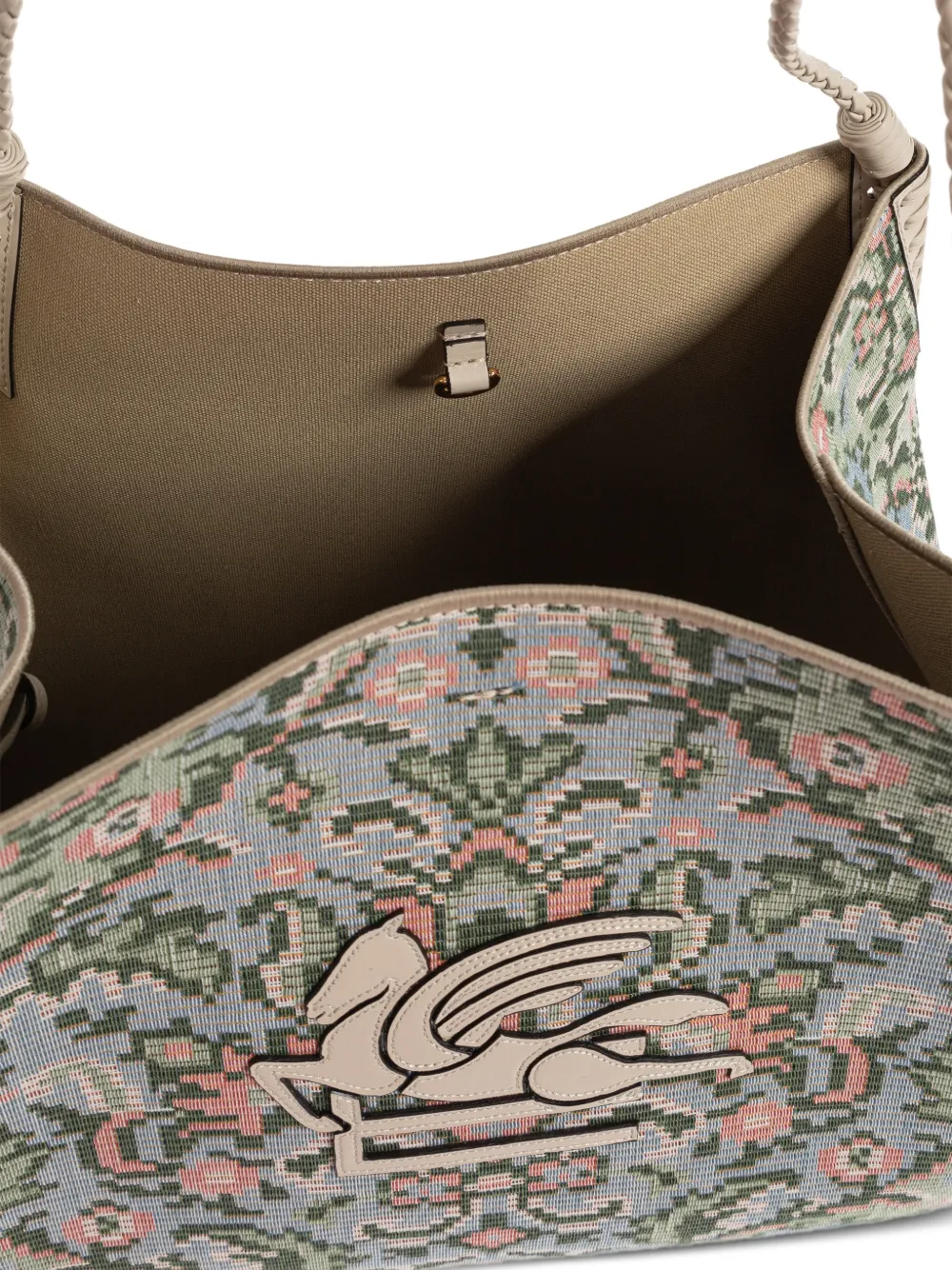 ETRO Pegasus shopper met bloemen Blauw