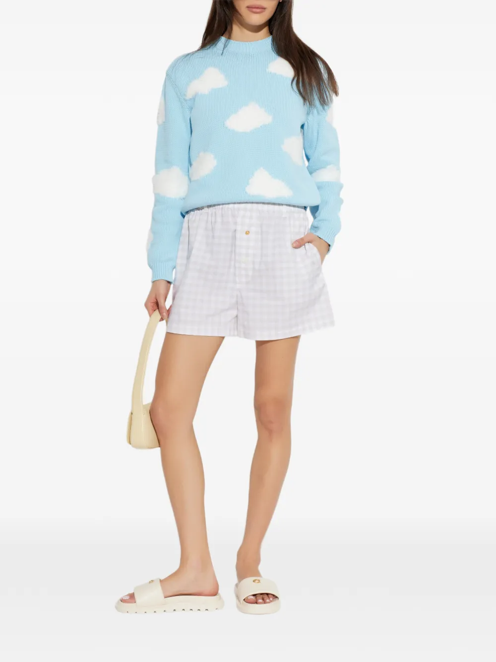  Moschino Gingham-pattern Shorts - White 