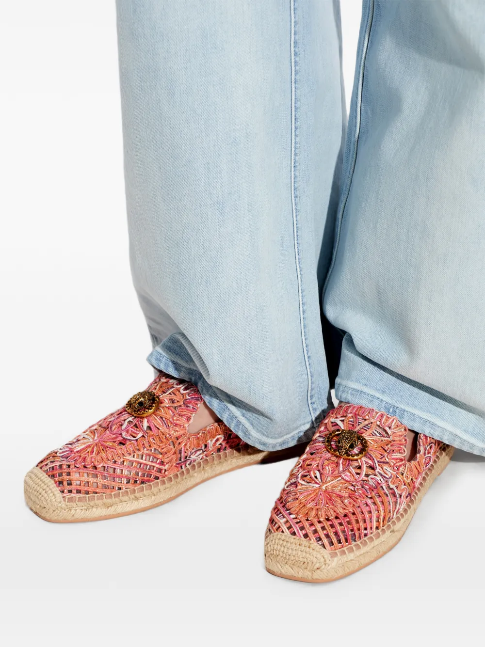 Kurt Geiger London Geweven espadrilles met logoplakkaat Roze