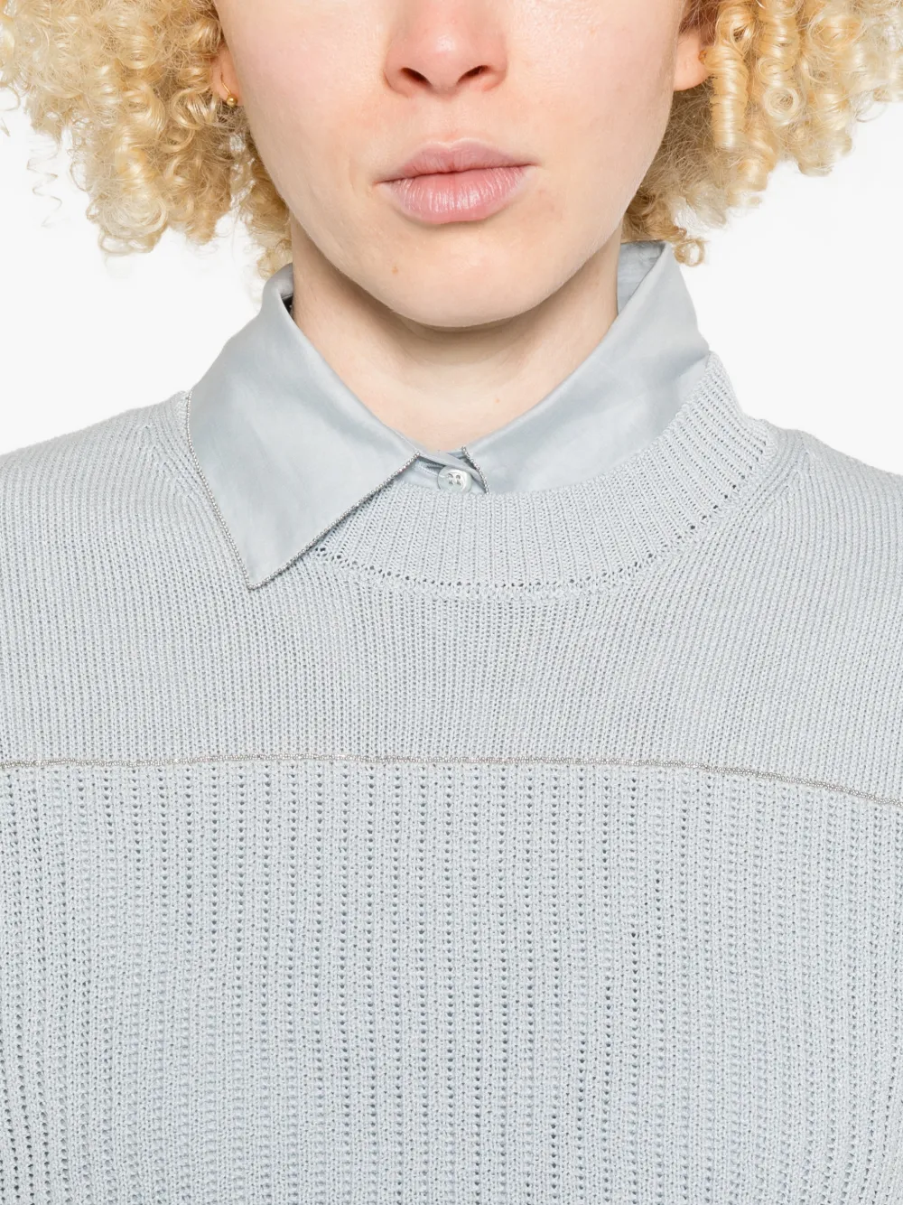 Peserico Geribbelde top Blauw