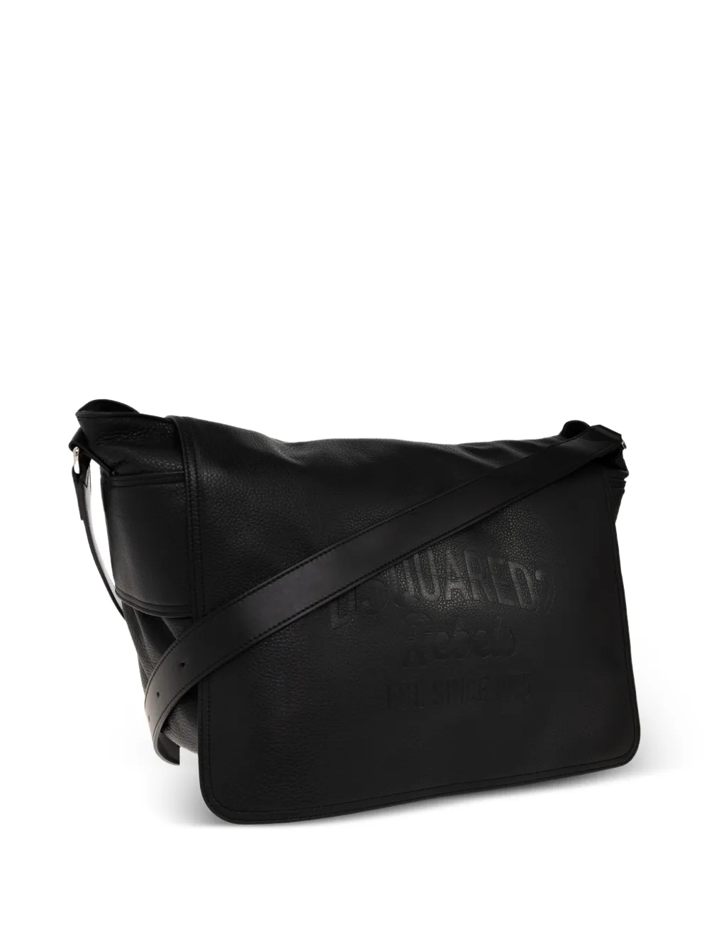 DSQUARED2 Leren shopper met logo-reliëf Zwart