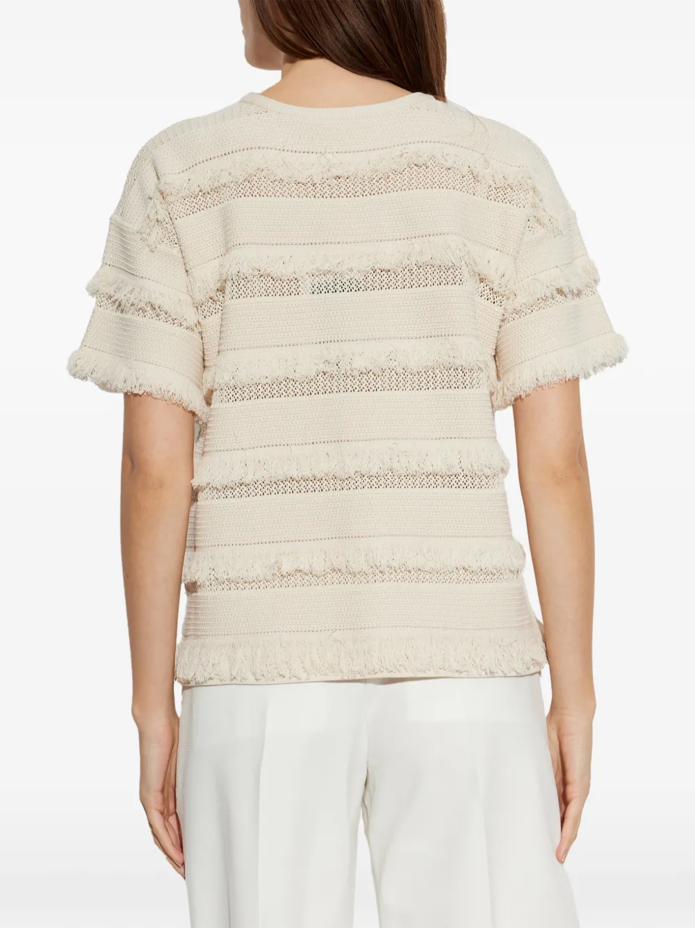 Max Mara Gebreide top met franje Beige