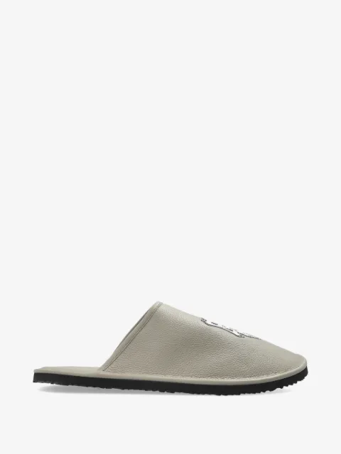 Off-White logo print leather slippers