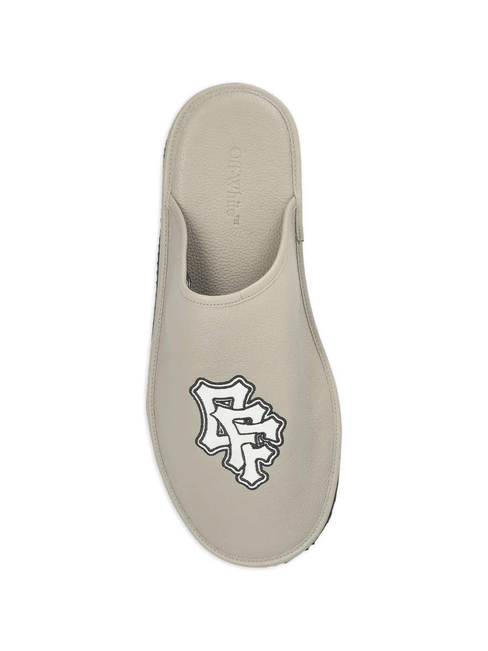 Off-White Leren slippers met logoprint Grijs
