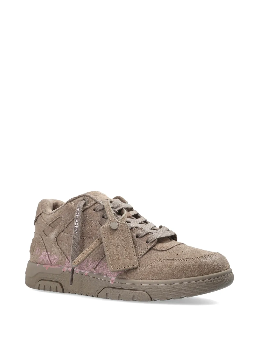 Off-White suede lace-up sneakers Beige
