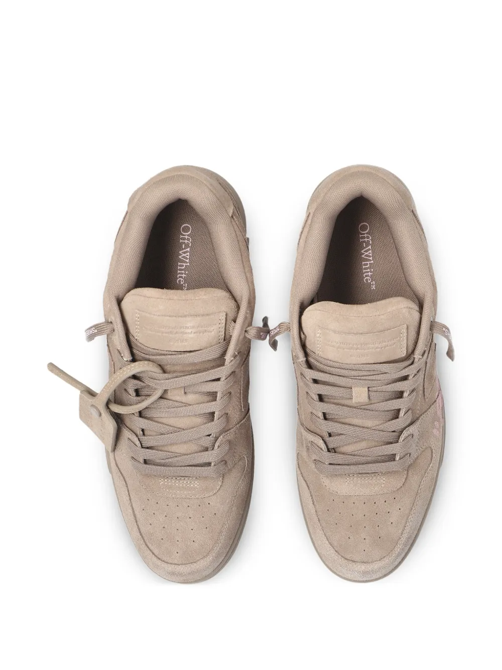 Off-White suede lace-up sneakers Beige