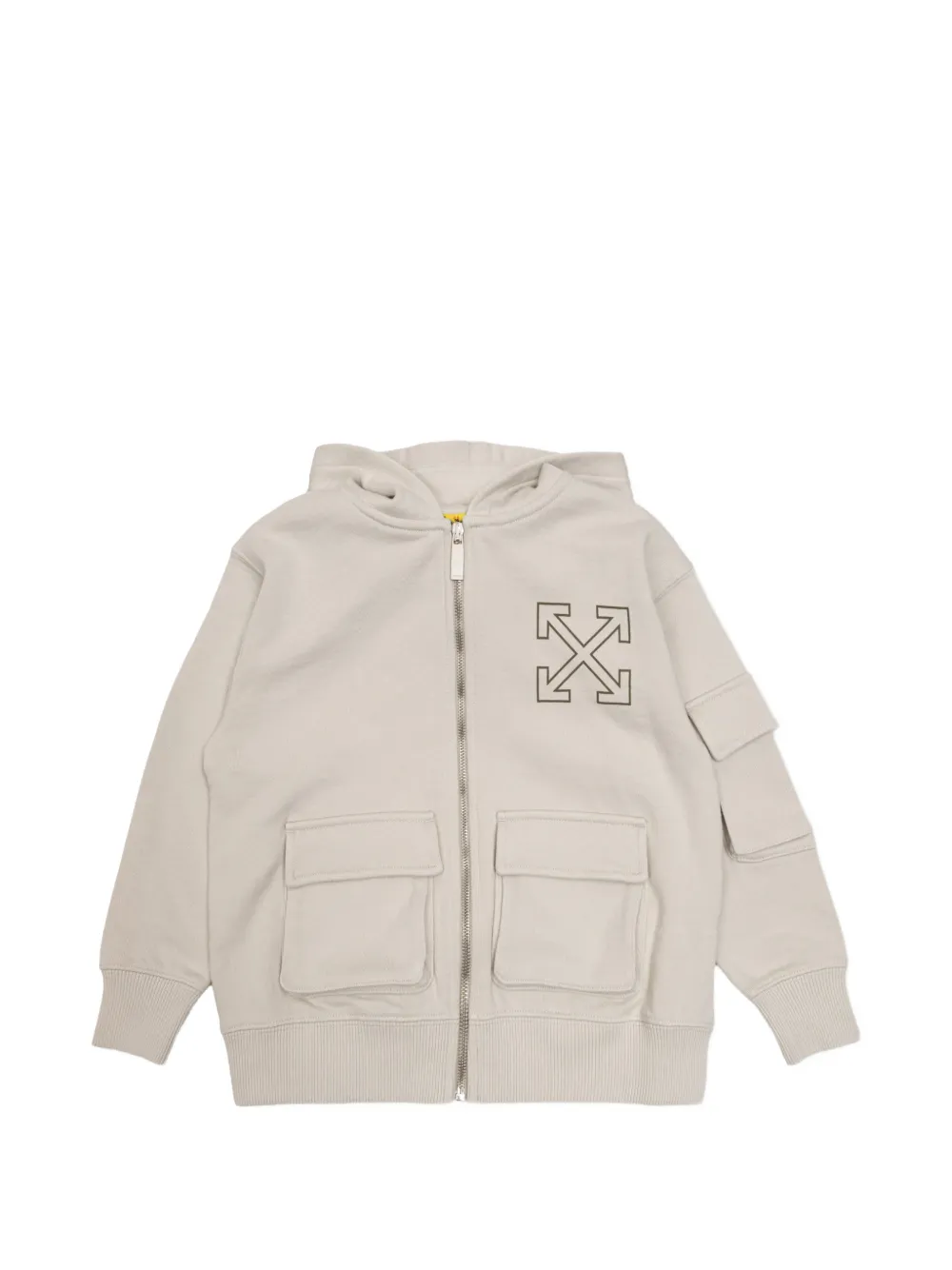 Off-White Kids graphic-logo zip hoodie - Toni neutri
