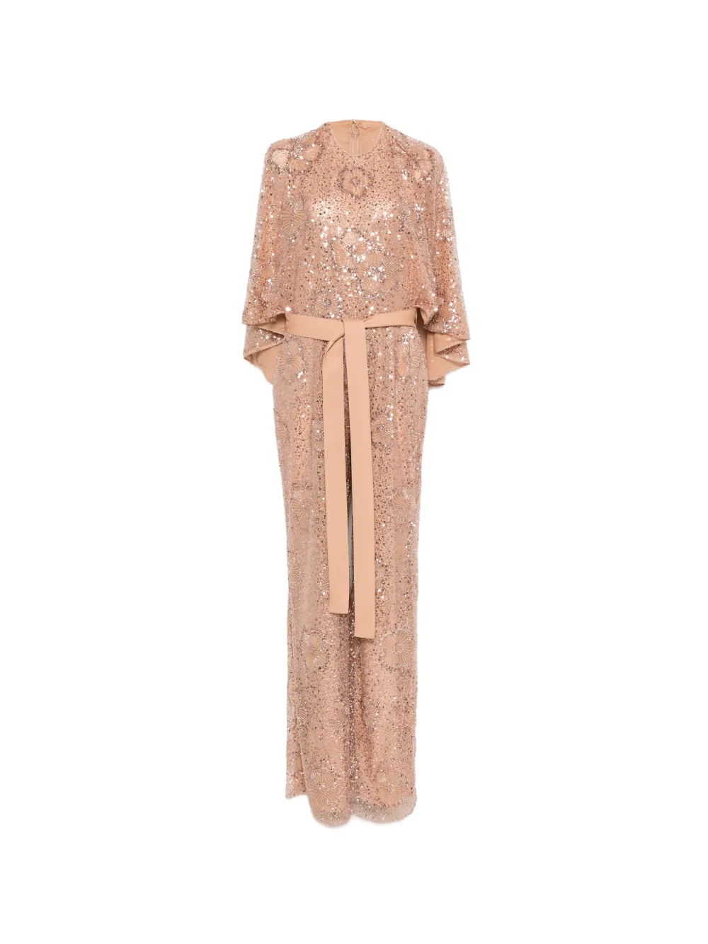 Elie Saab Tuta intera con paillettes e cintura - Toni neutri