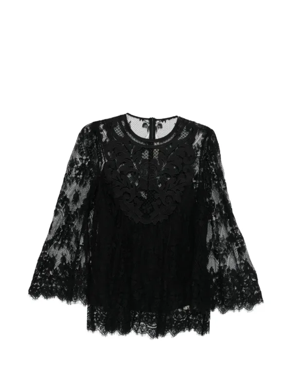 Elie Saab Floral-lace Blouse in Black