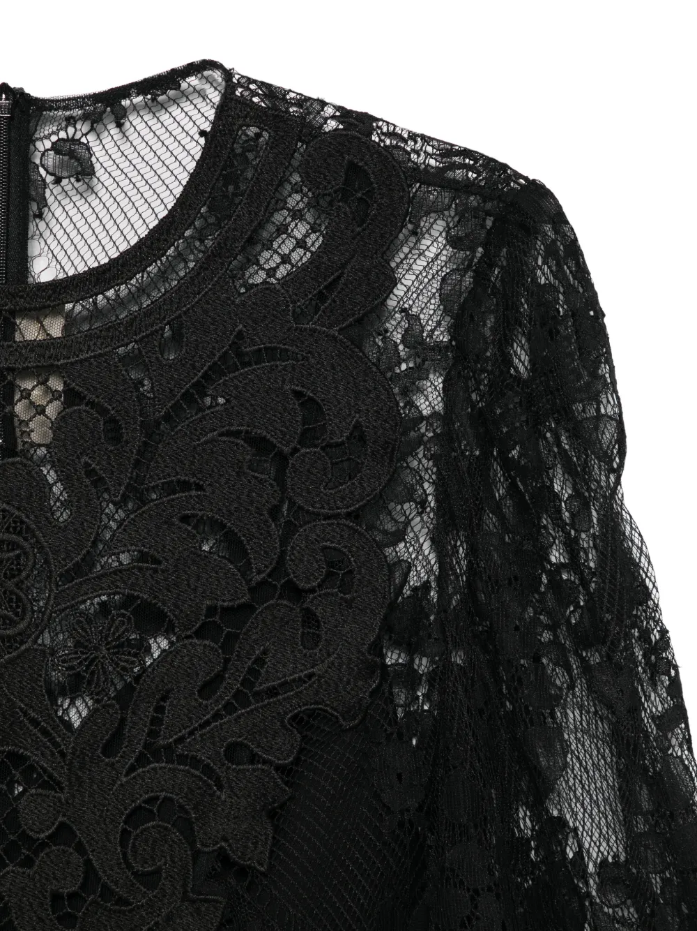 Elie Saab Shirt met bloemenkant Zwart