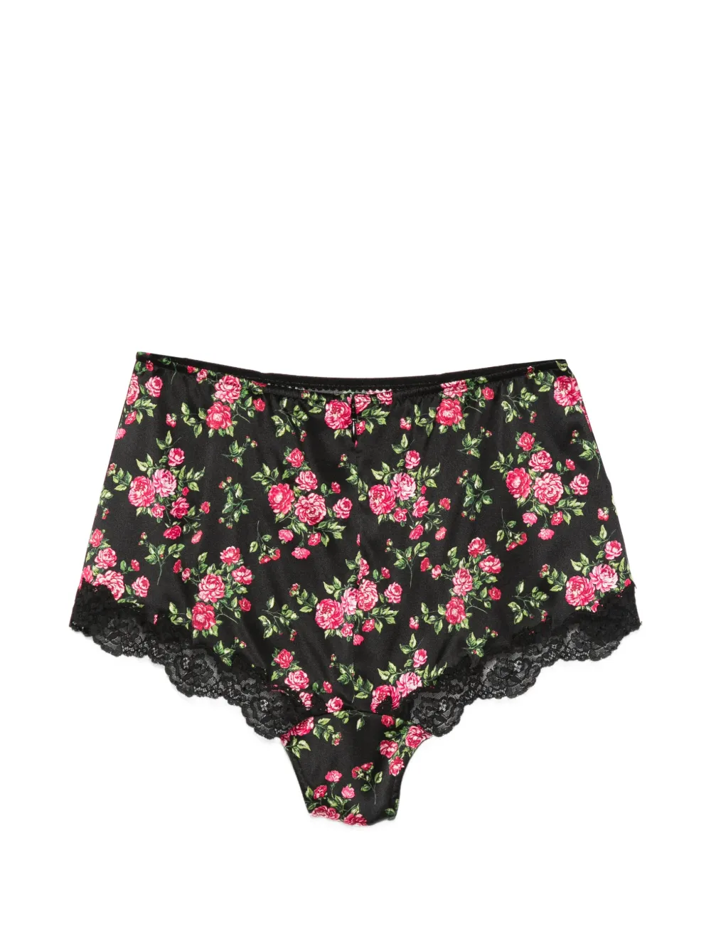 Dolce & Gabbana Kanten slip met bloemenprint Zwart