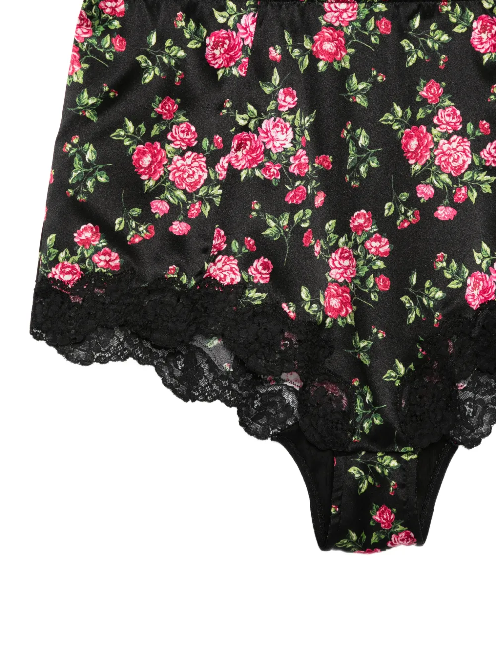 Dolce & Gabbana Kanten slip met bloemenprint Zwart