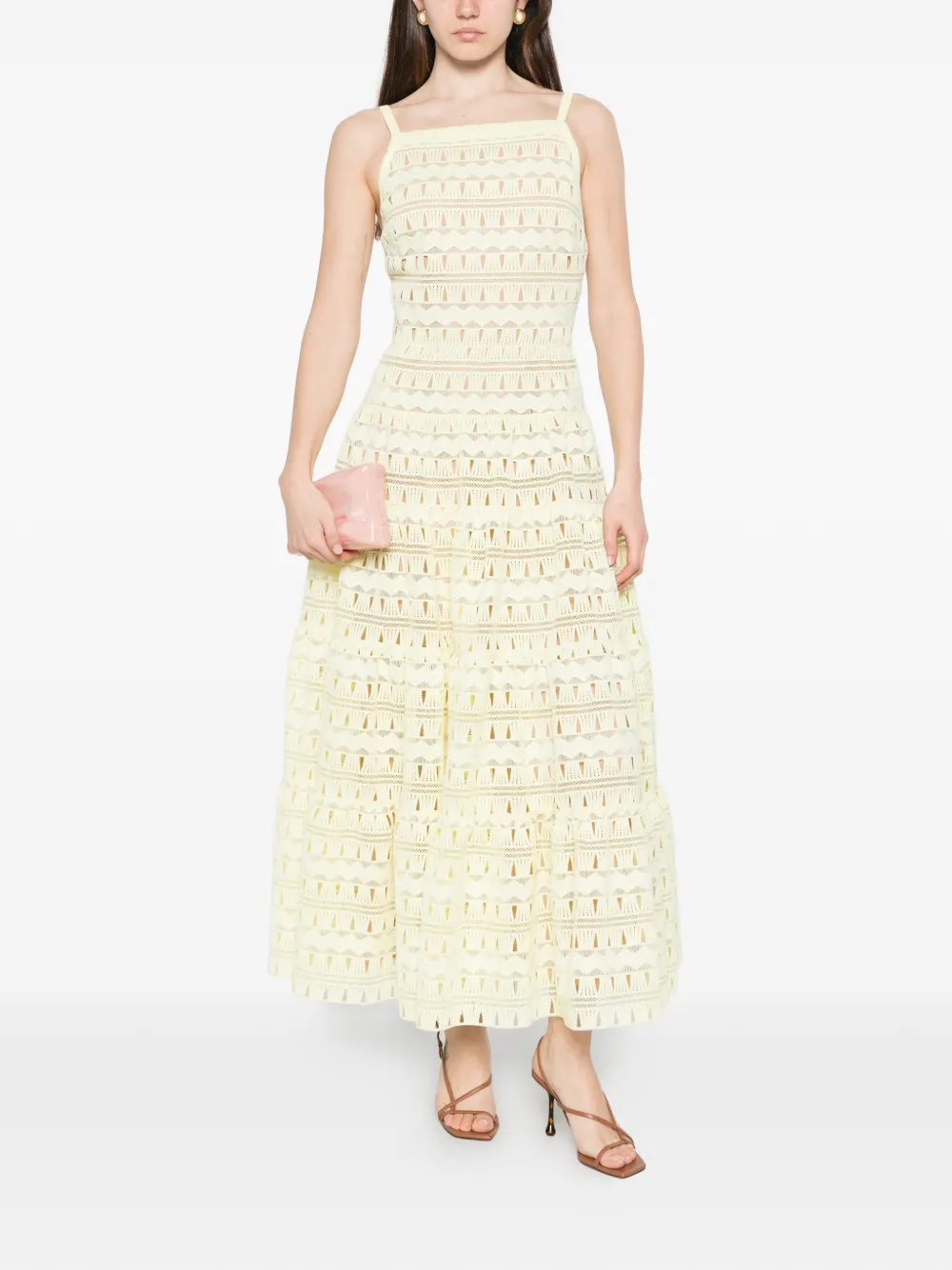 Elie Saab Flared midi-jurk Geel