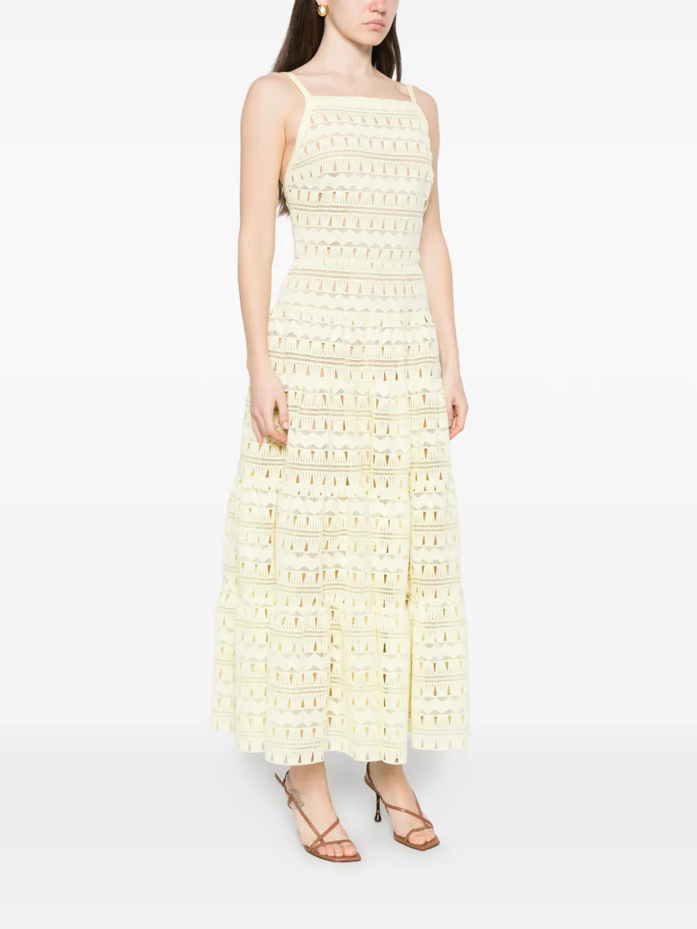 Elie Saab Flared midi-jurk Geel