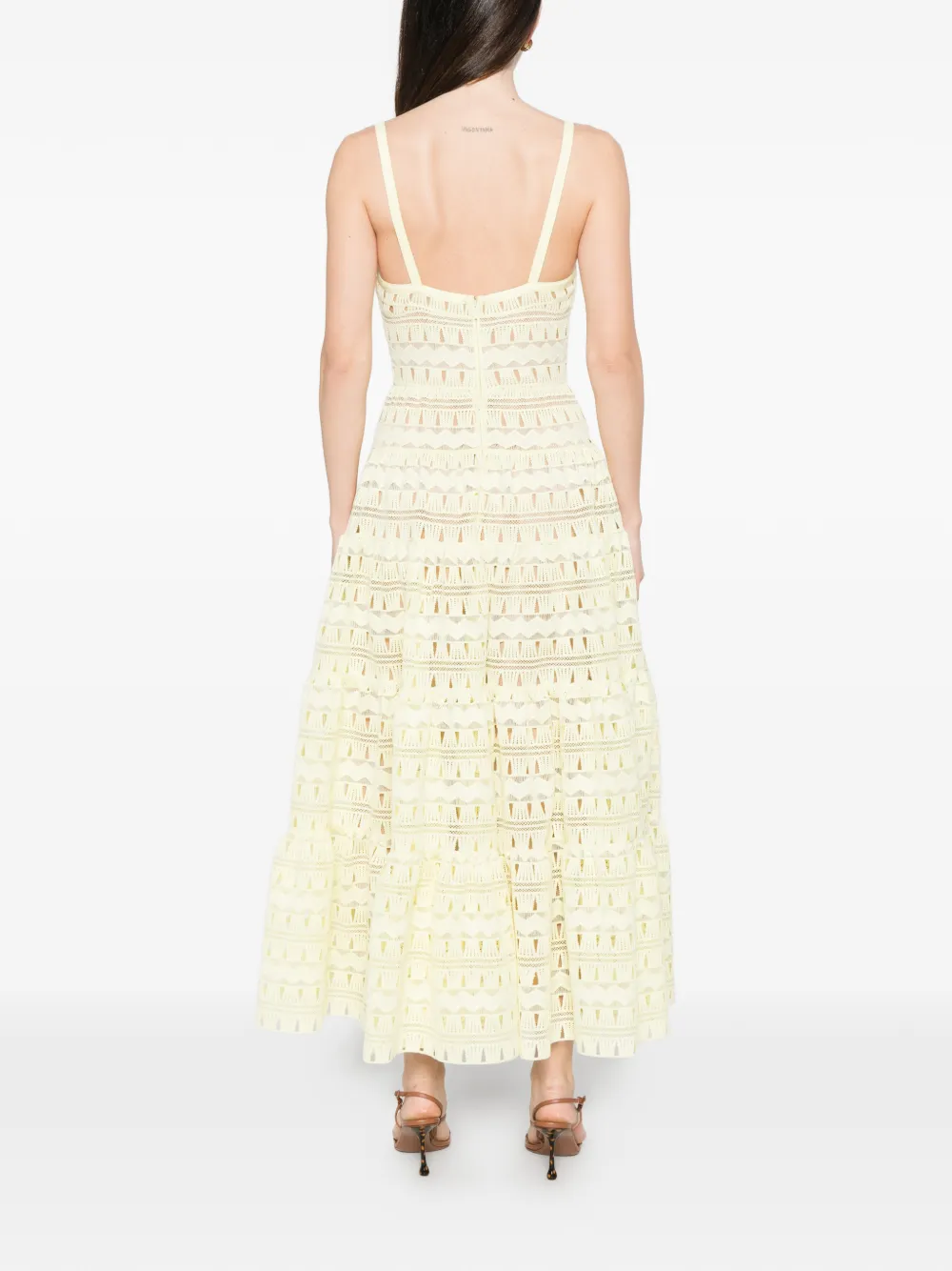 Elie Saab Flared midi-jurk Geel