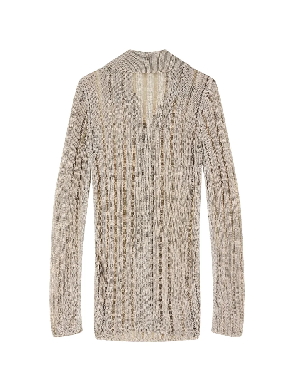 Long-Sleeved Knitted Button Top