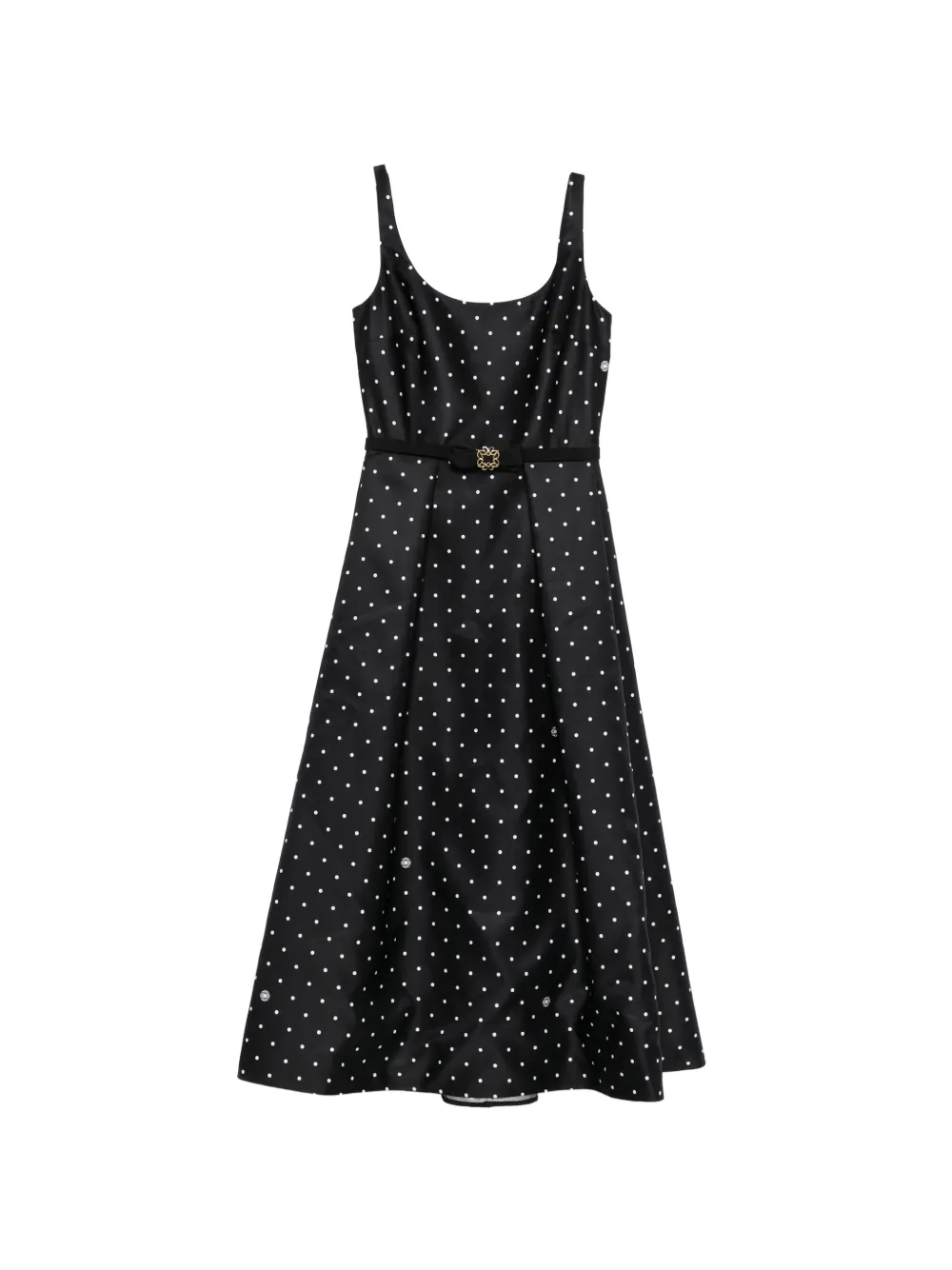 Elie Saab Polka-dot Belted Midi Dress In Black