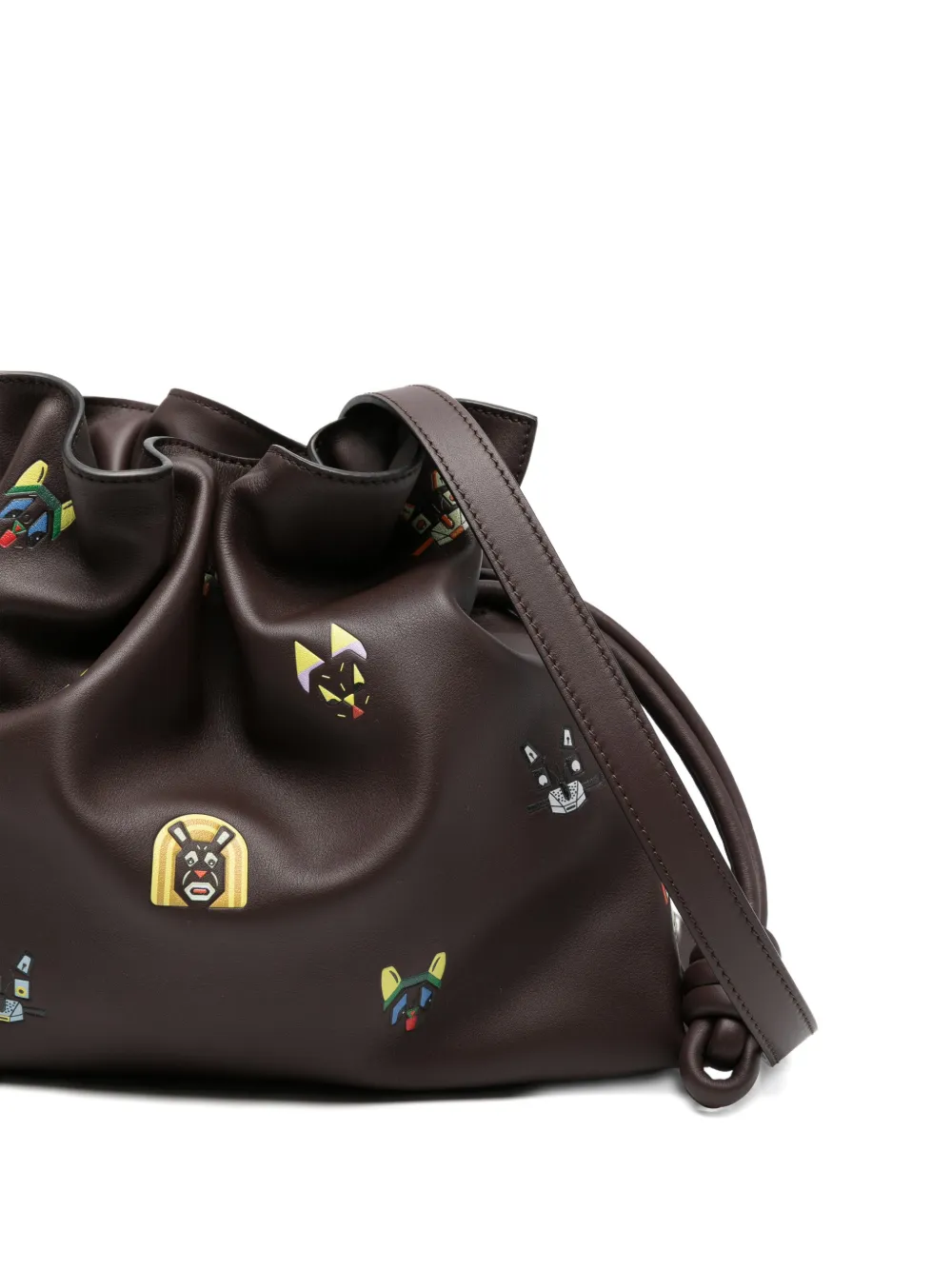 LOEWE Medium Flamenco leren clutch Bruin