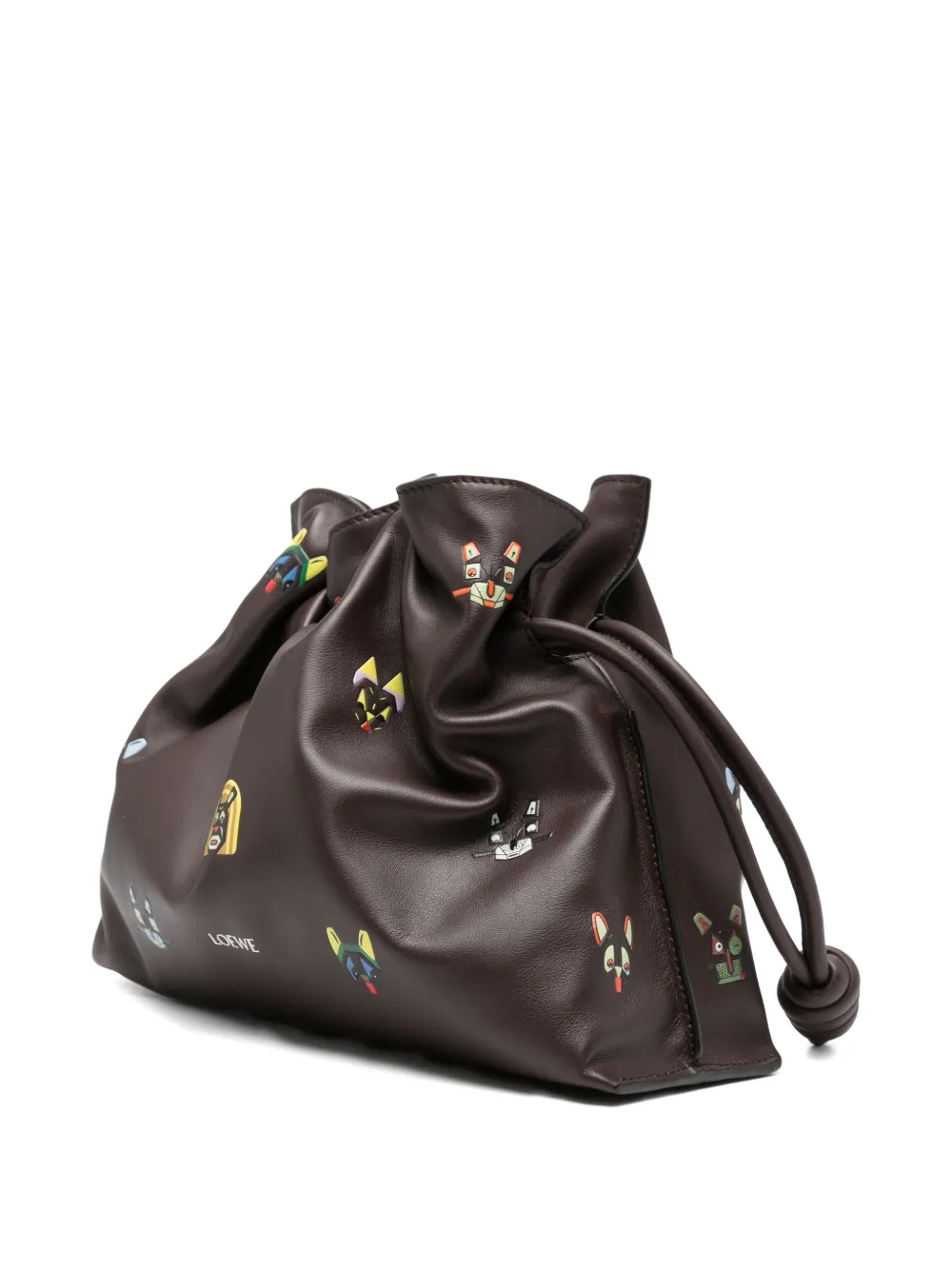 LOEWE Medium Flamenco leren clutch Bruin