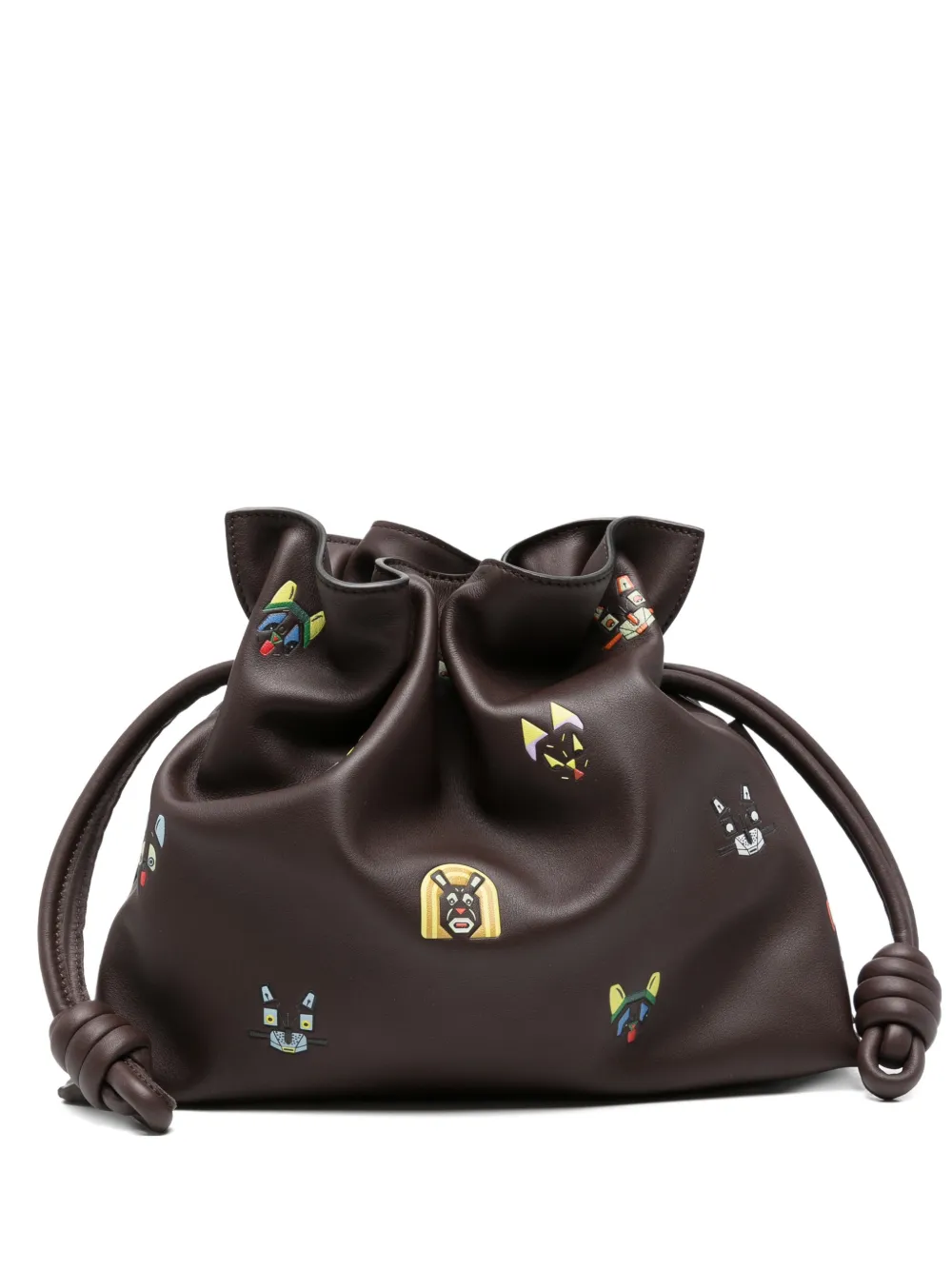 LOEWE Clutch Flamenco media in pelle - Marrone
