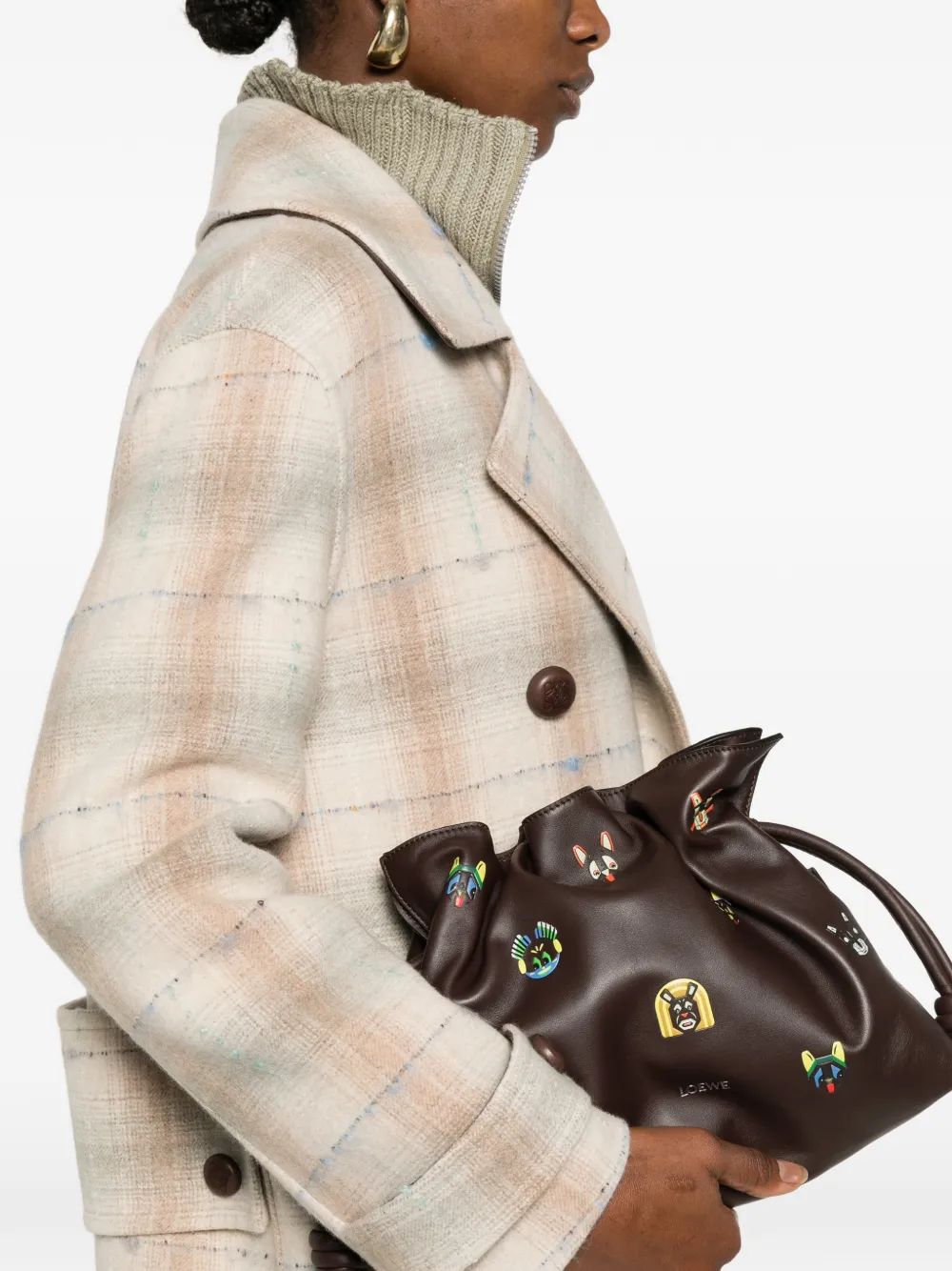 LOEWE Medium Flamenco leren clutch Bruin
