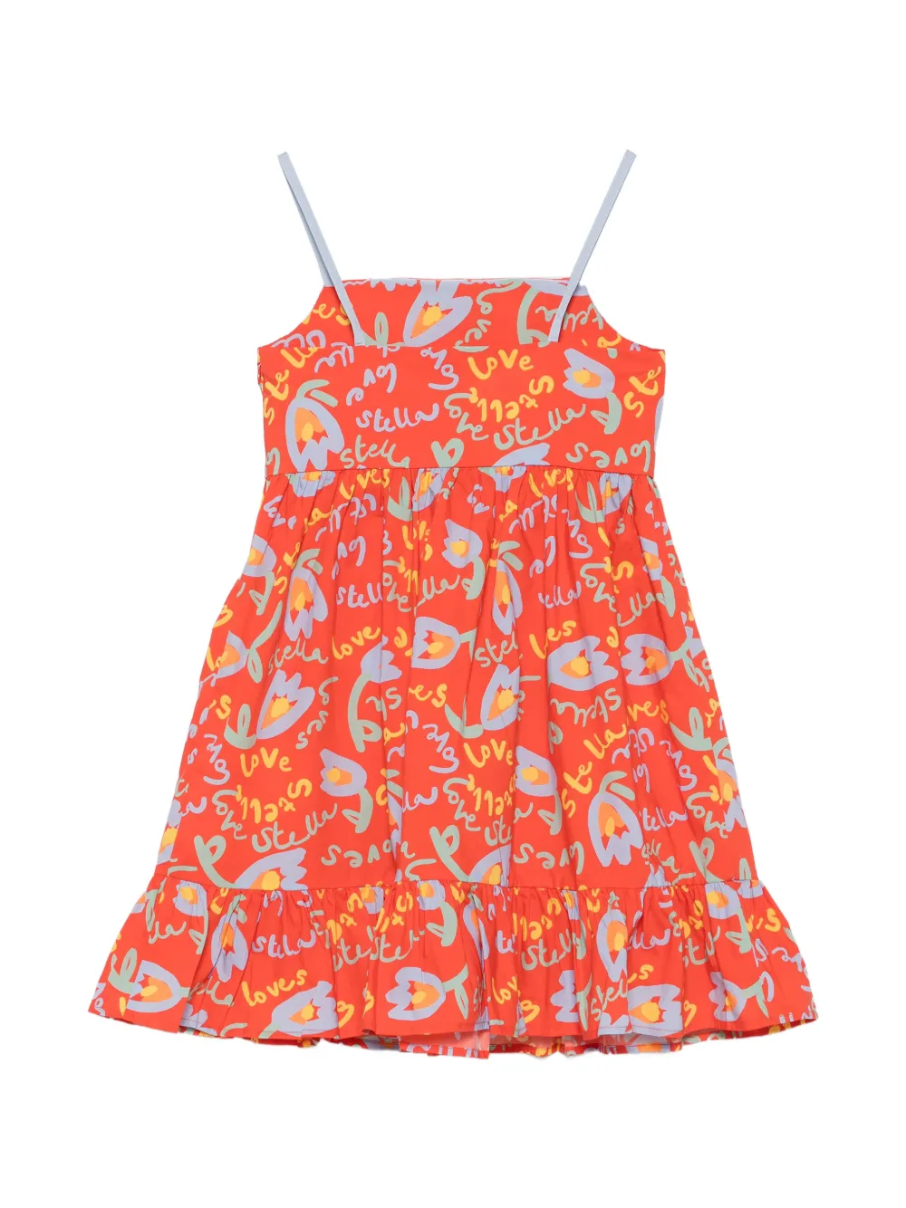 Stella McCartney Kids Jurk met bloemenprint en ruches Rood