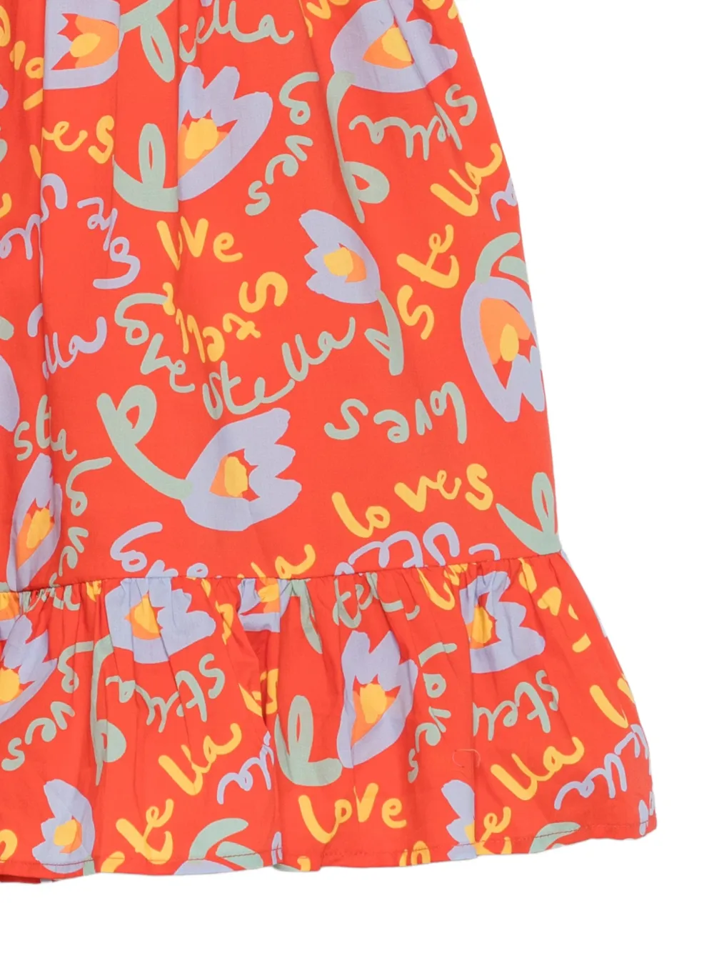 Stella McCartney Kids Jurk met bloemenprint en ruches Rood