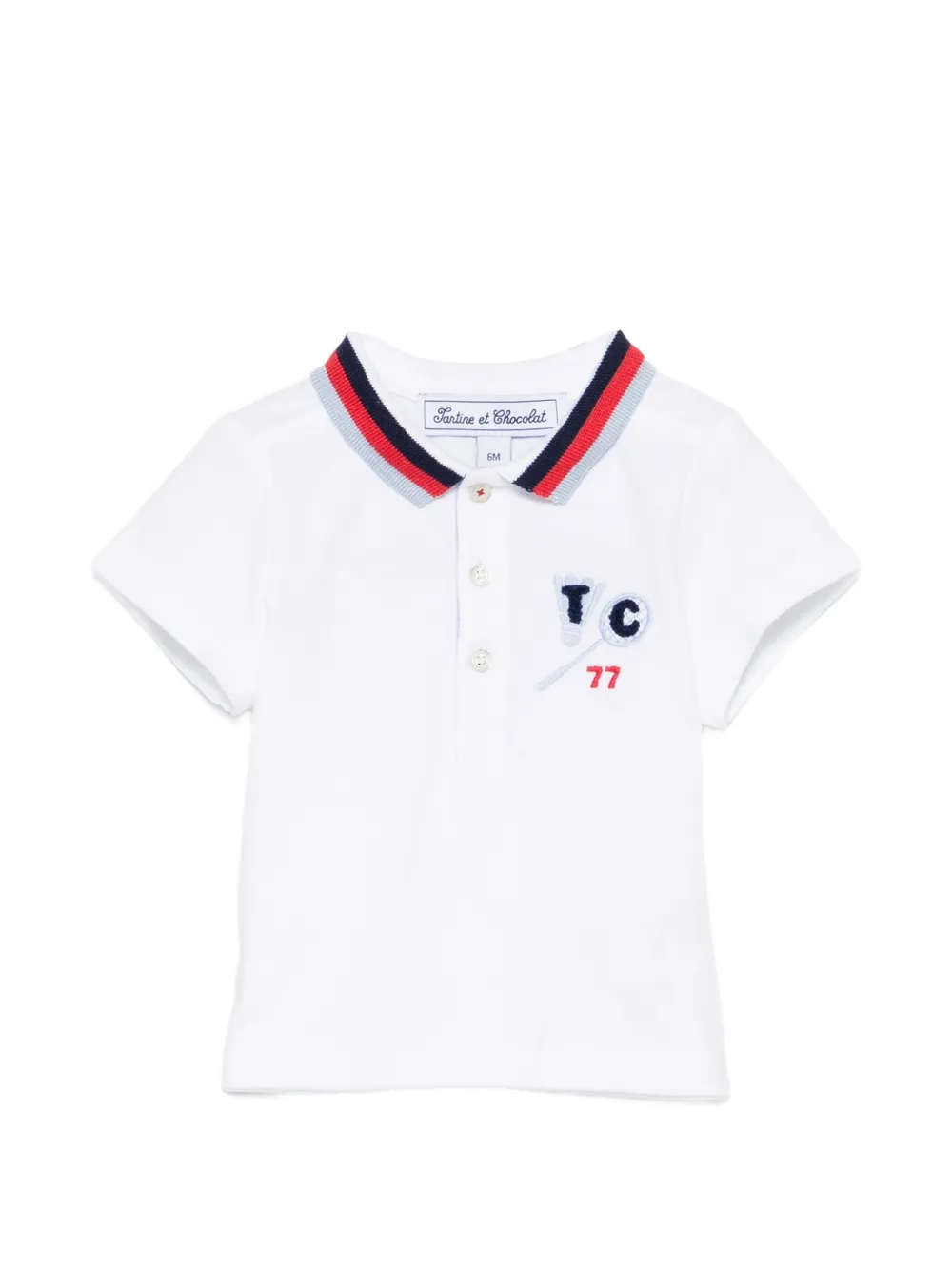 Tartine Et Chocolat striped-collar polo shirt - Bianco