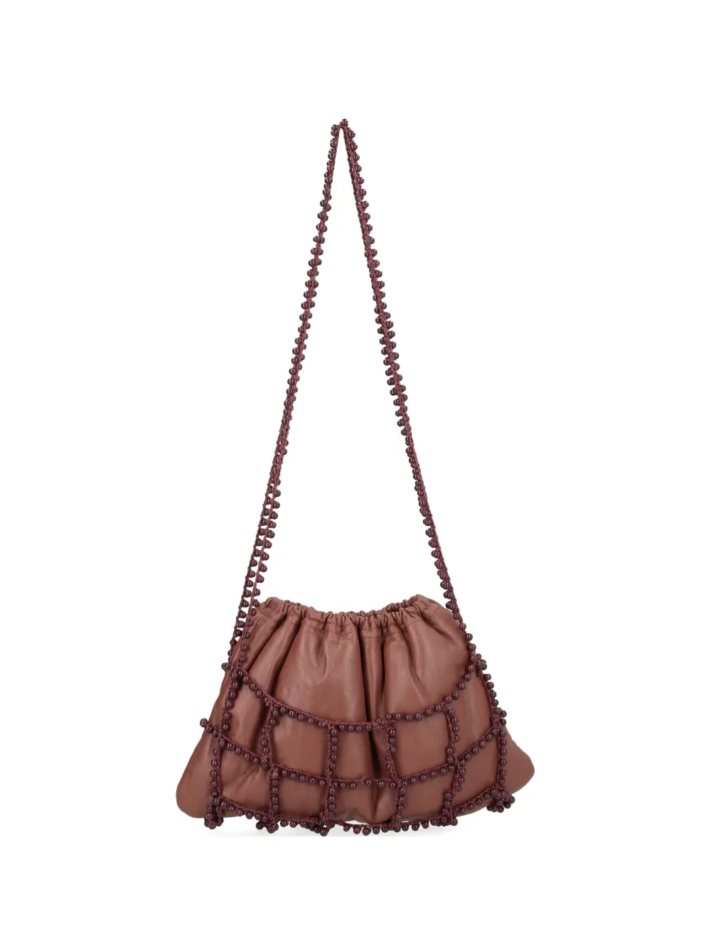 Alysi beaded leather shoulder bag - Marrone