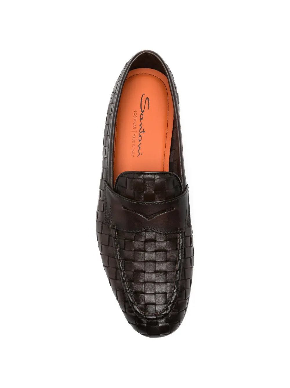 Santoni Carlos woven leather loafers Bruin