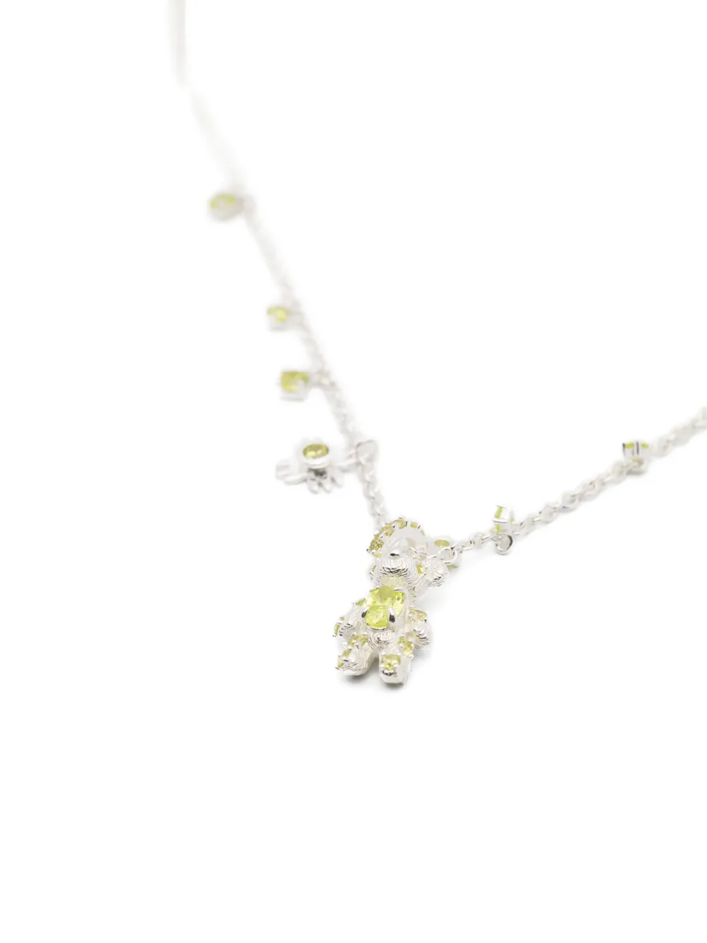  Yvmin Flower Bear-charm Necklace - Silver 