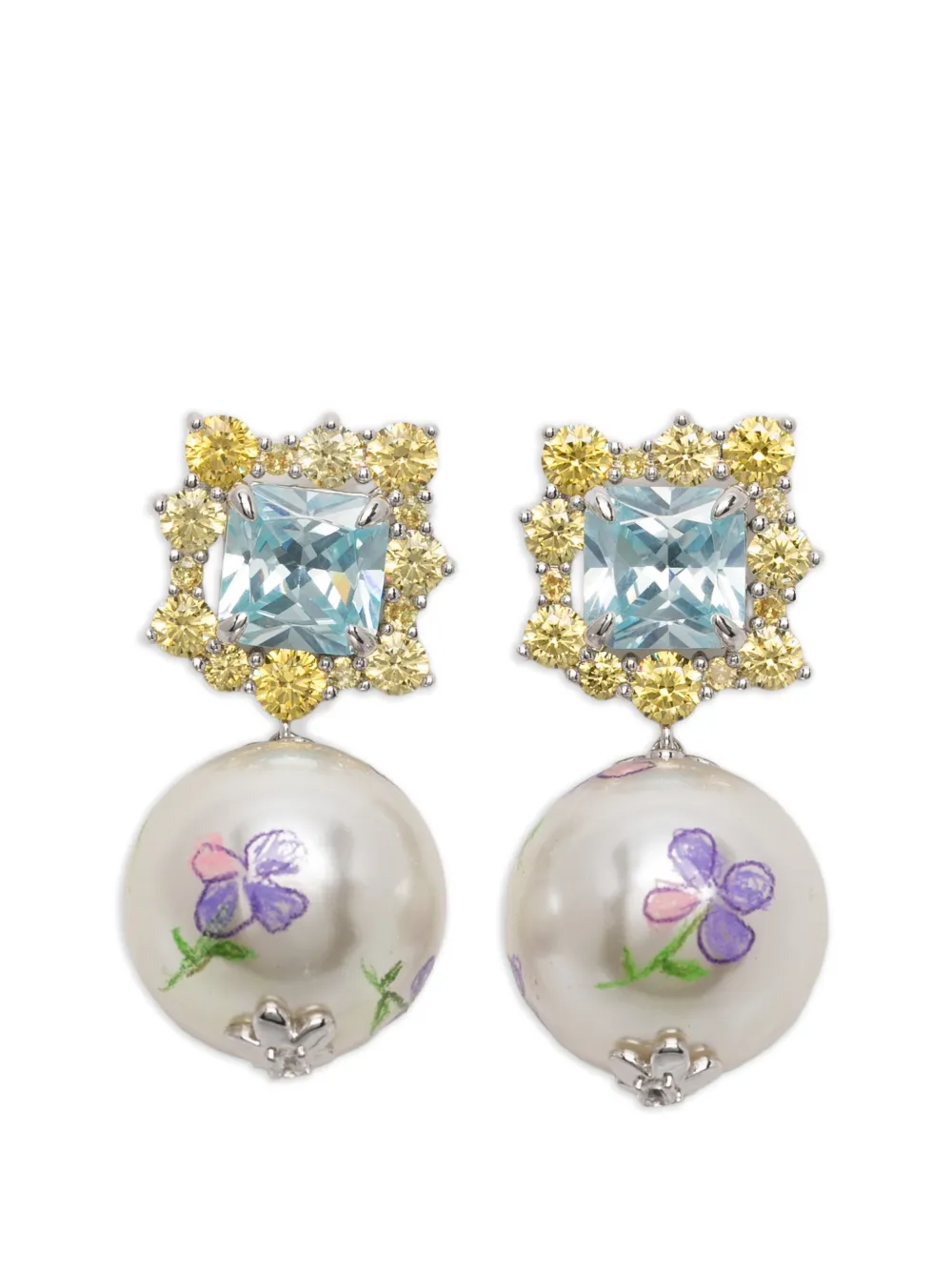 YVMIN floral-print earrings - Argento