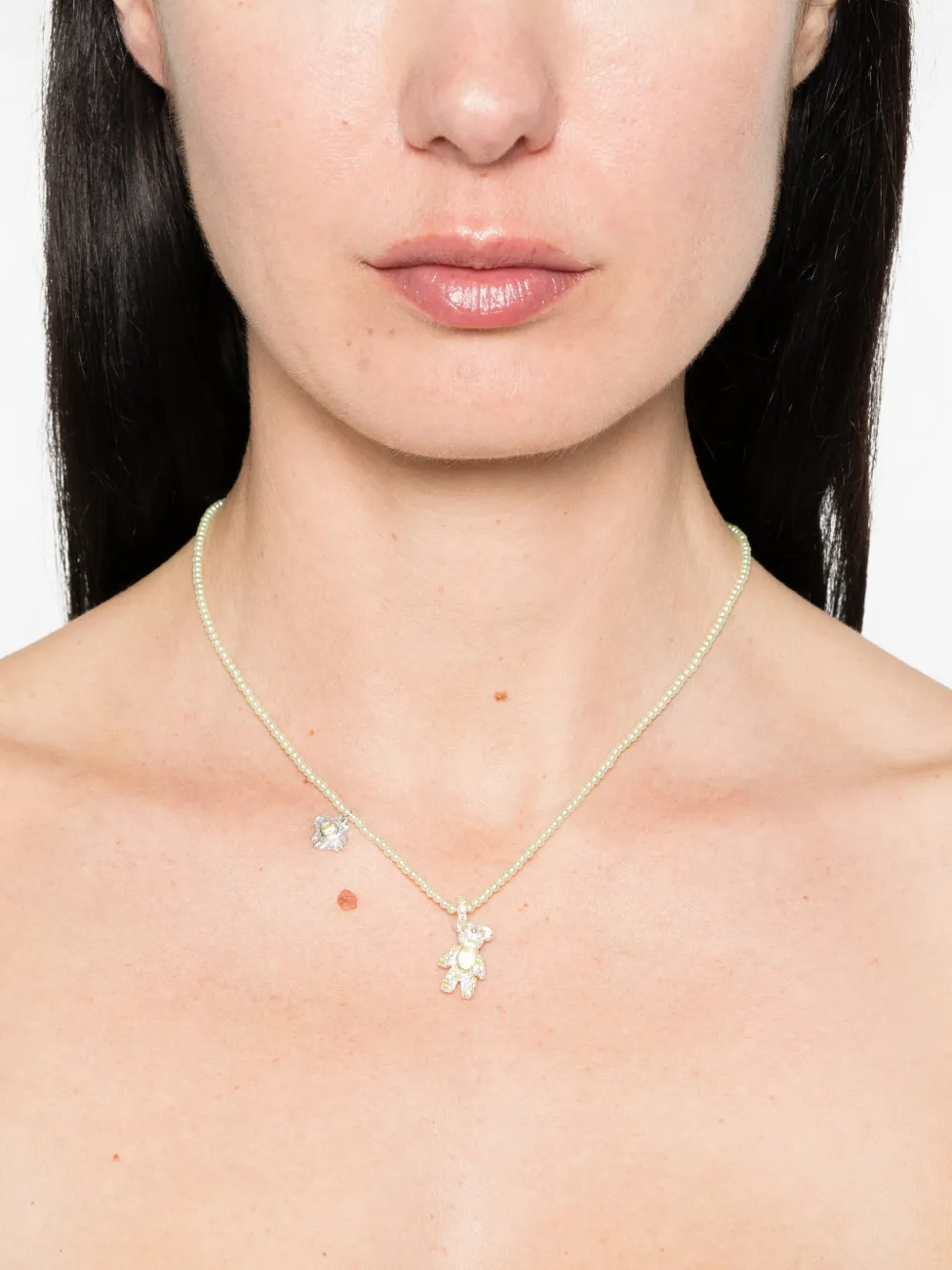  Yvmin Collar Con Charm Floral - Plateado 