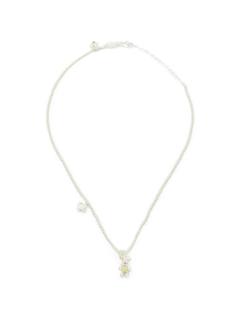 YVMIN bear flower-charm necklace - Argento