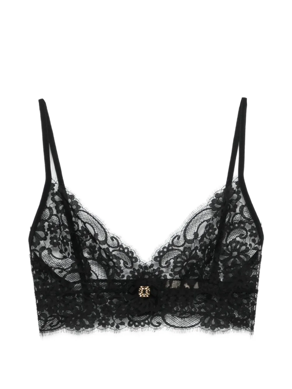 Elie Saab Lace Appliqué Top In Black