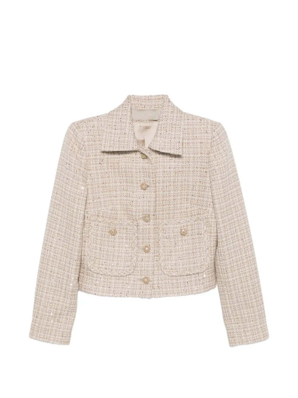 Elie Saab Buttoned Tweed Jacket In Neutral