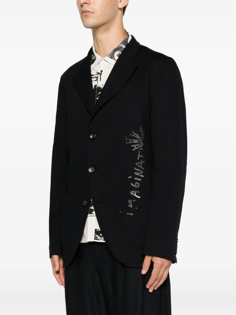 Comme Des Garçons Shirt Blazer met print en enkele rij knopen Blauw