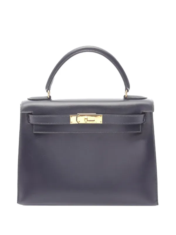 Hermès Pre-owned 1998 Box Calf Kelly I Sellier 28 Handbag in Blue