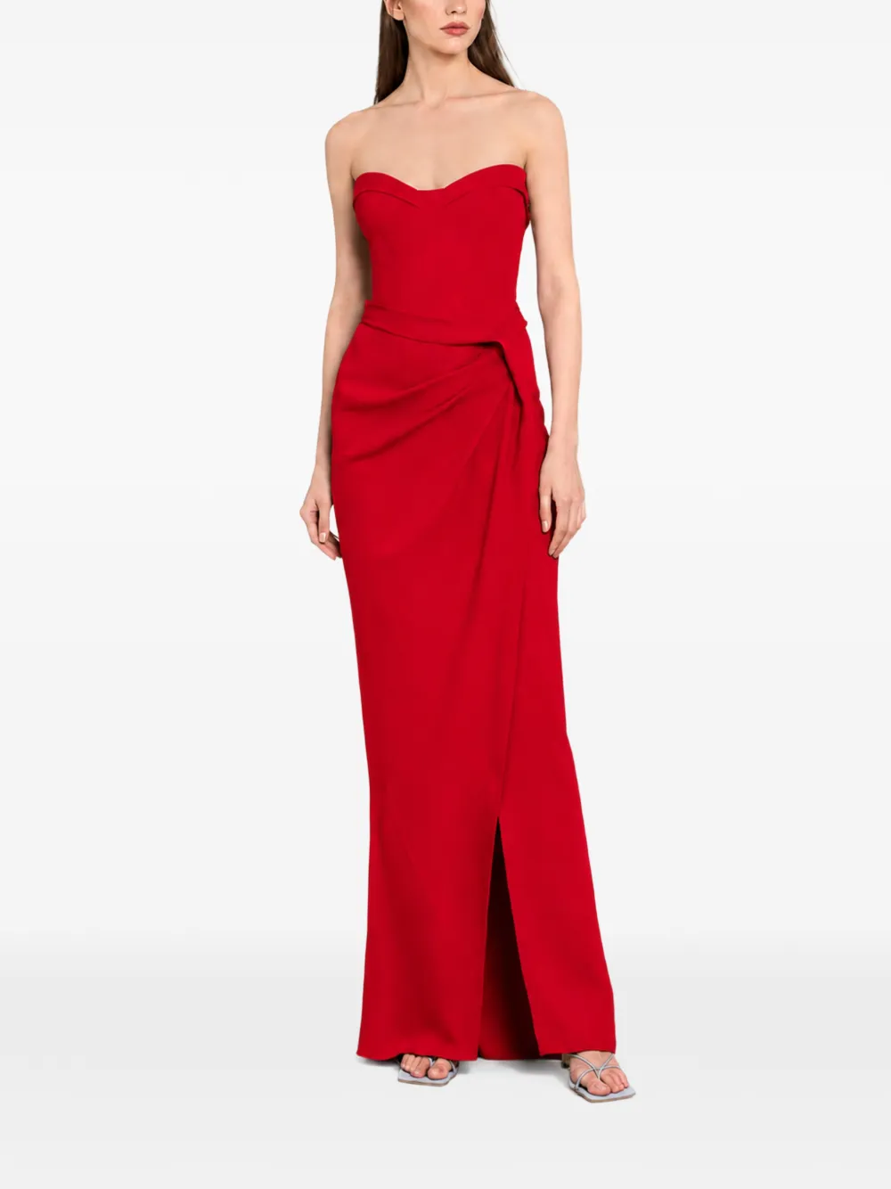 Gemy Maalouf Strapless jurk met gedrapeerd detail Rood