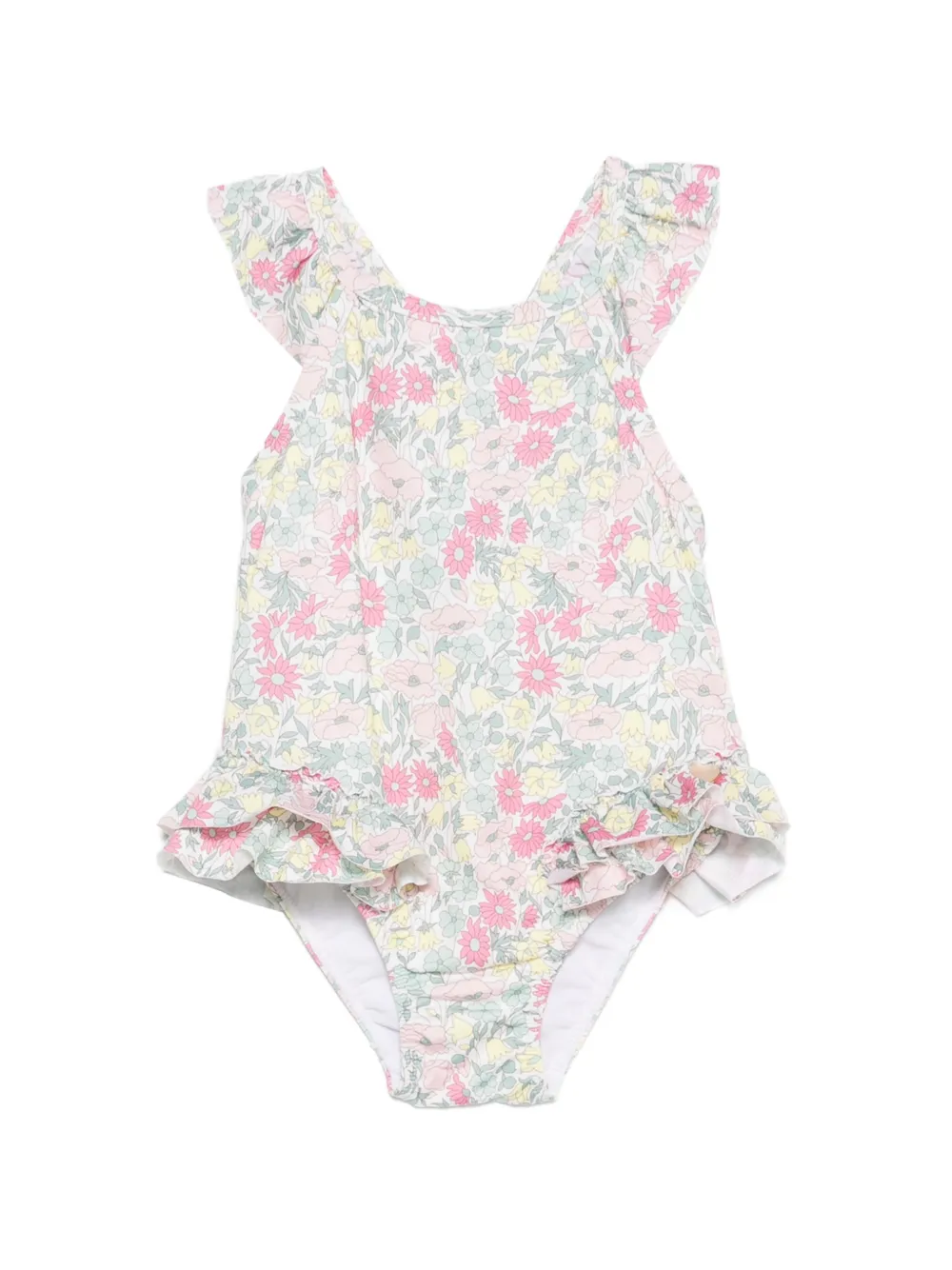Tartine Et Chocolat ruffled floral-print swimsuit - Rosa