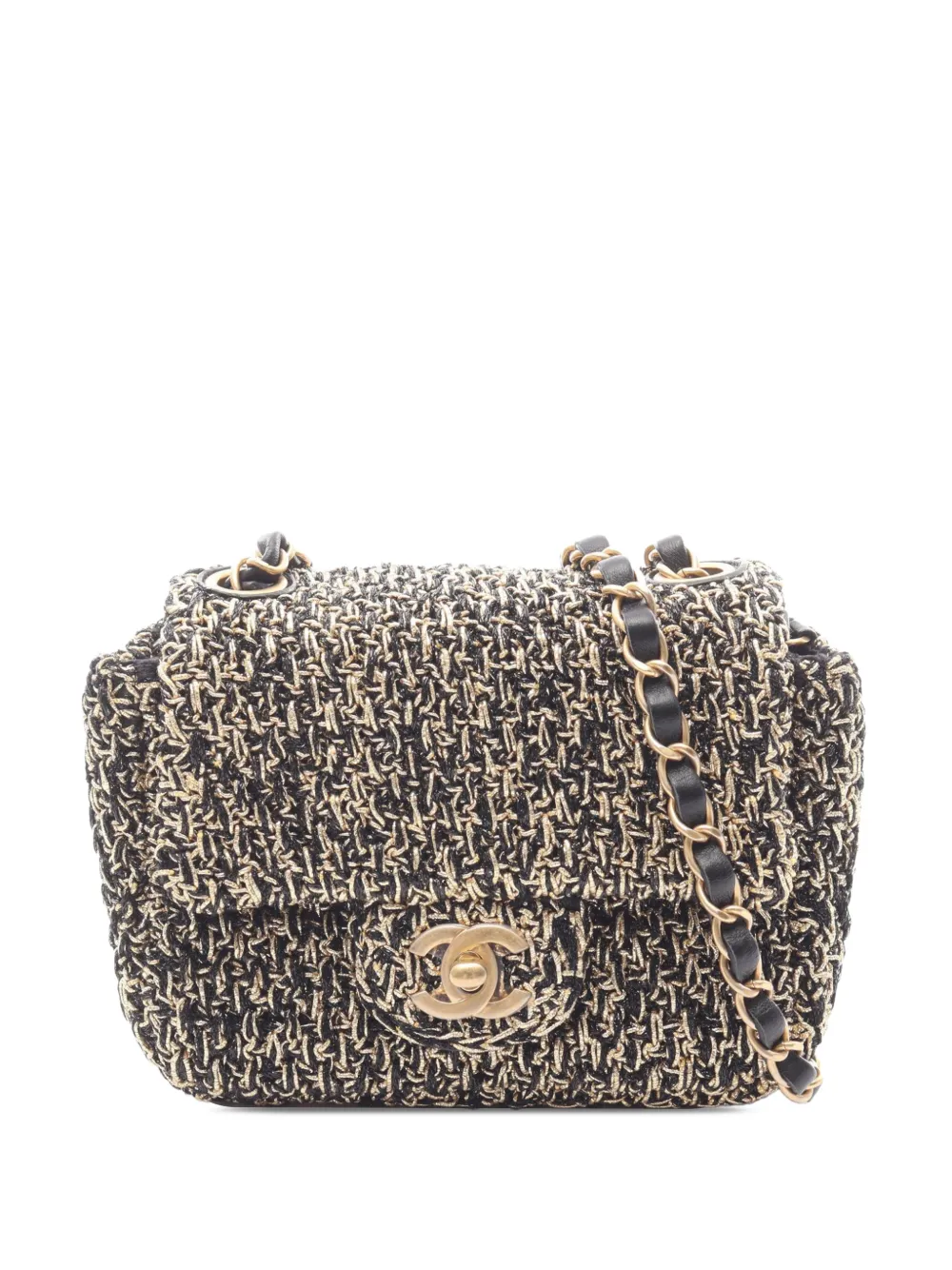 CHANEL Pre-Owned 2019 Small CC Tweed Flap crossbody bag - Nero