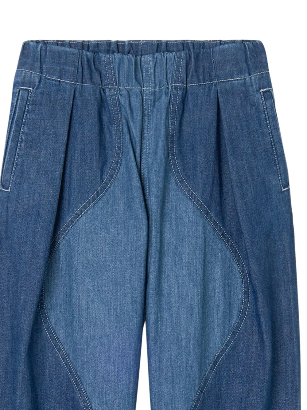 Elasticated-Waistband Panelled Jeans