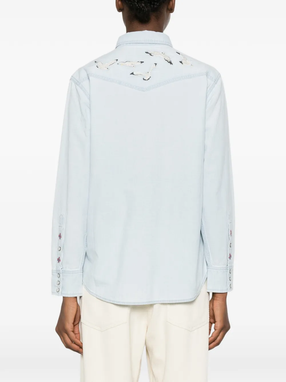 Filson Denim blouse met borduurwerk Blauw