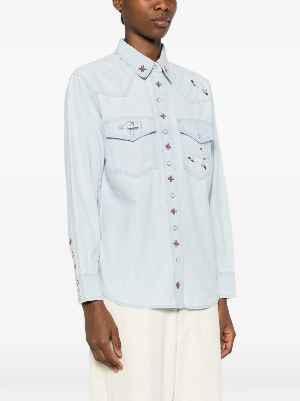  Filson Camisa Vaquera Bordada - Azul 
