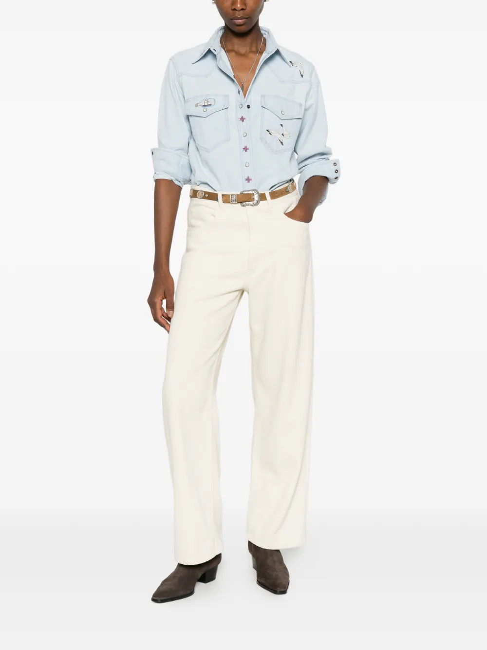  Filson Camisa Vaquera Bordada - Azul 