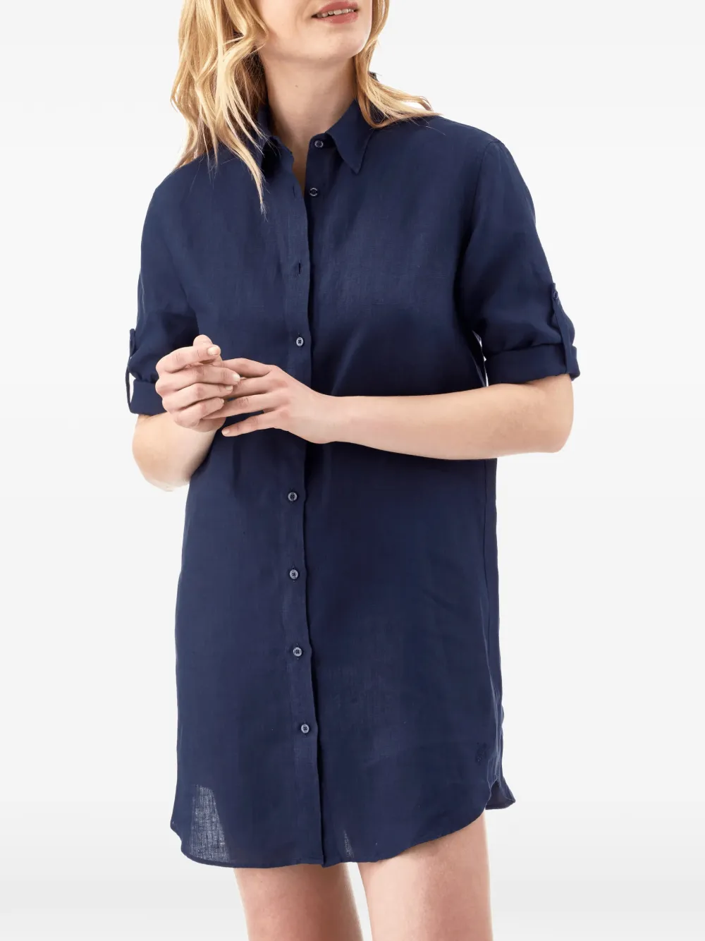 Vilebrequin Linnen mini-jurk met lange mouwen Blauw