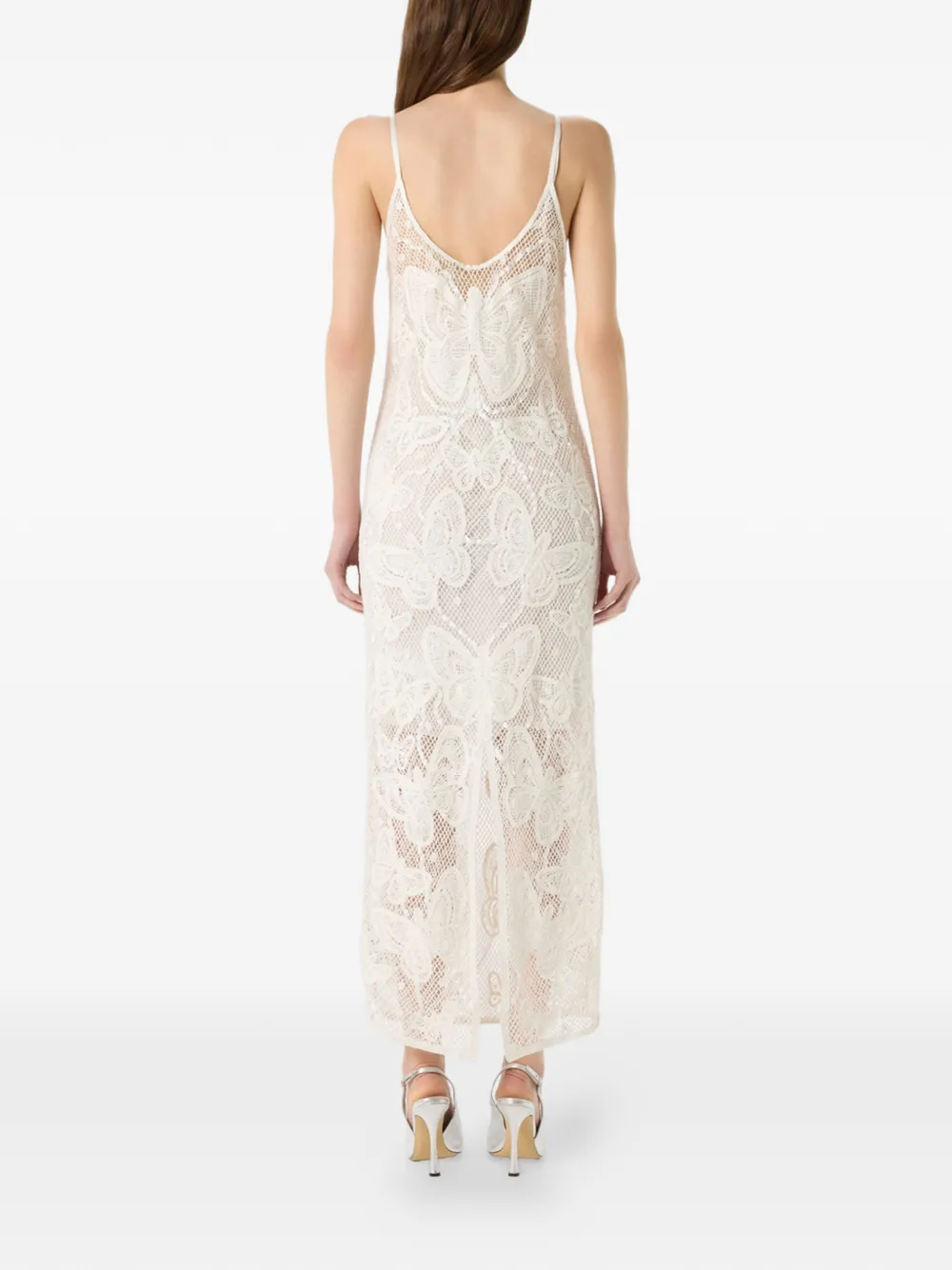 Blumarine Maxi-jurk met vlinderpatroon en V-hals Beige