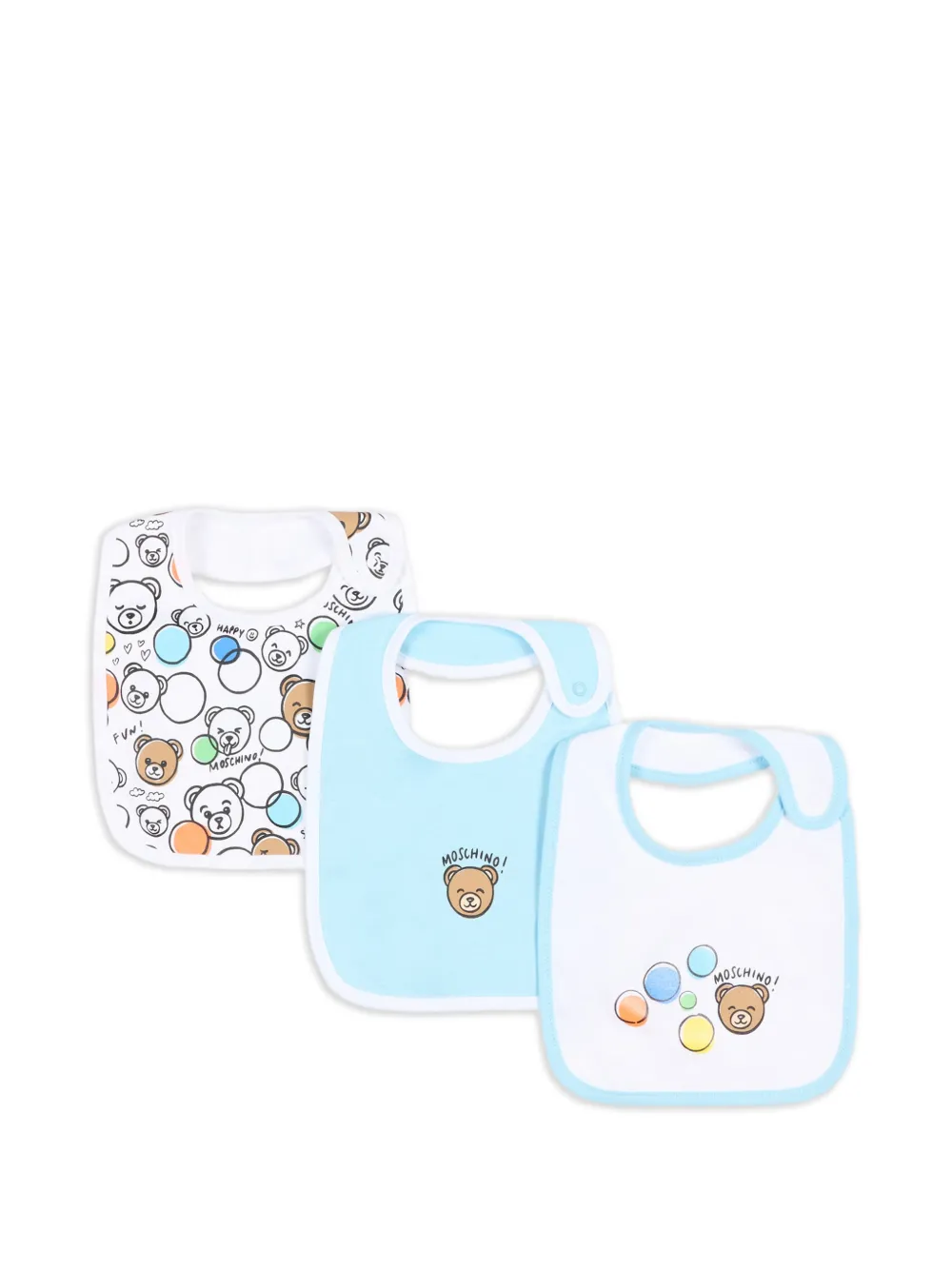 Moschino Kids bear-print bib set (set of three) - Weiß