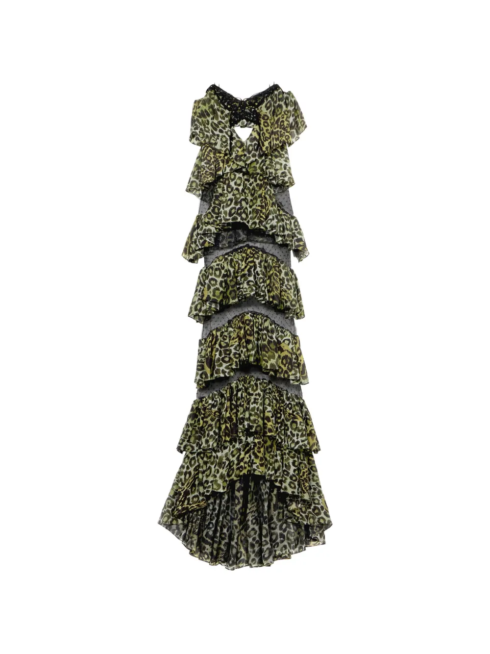 Blumarine Abito lungo con stampa animalier - Verde