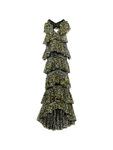 Blumarine ruffled animal-print maxi dress